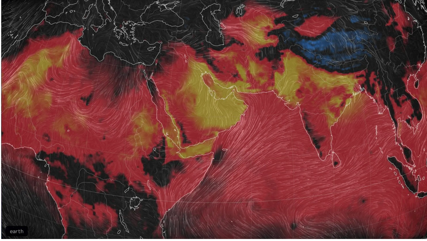 A map showing the extent of the 2024 heat wave in