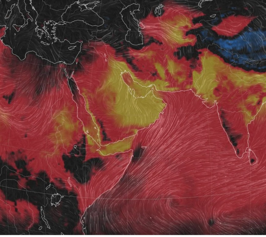 A map showing the extent of the 2024 heat wave in